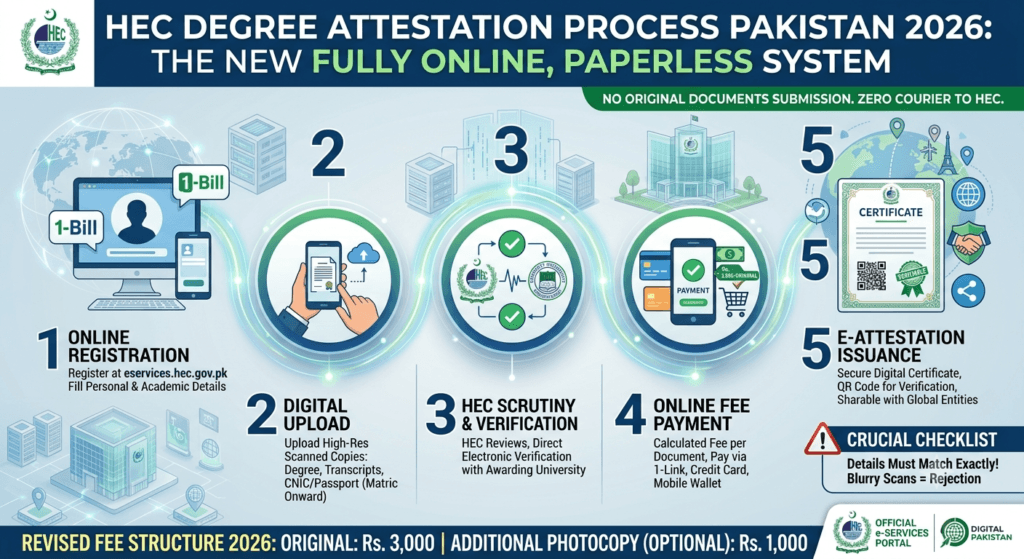 HEC Degree Attestation Process in Pakistan 2026: New online System